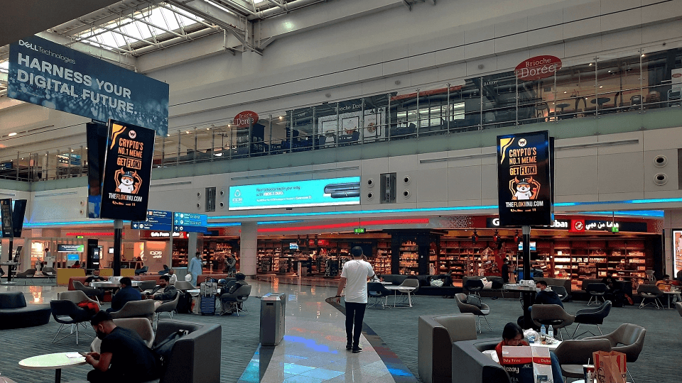 Localised, bilingual creatives tailored to Dubai’s audience by Floki in Dubai International Airport
